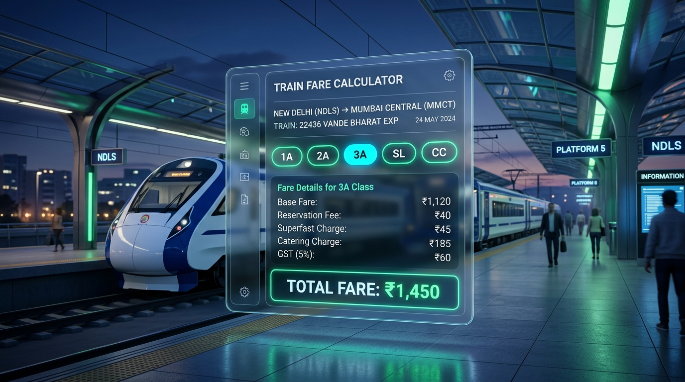 IRCTC Train Fare Calculator - Ticket Price Breakdown & Class Comparison